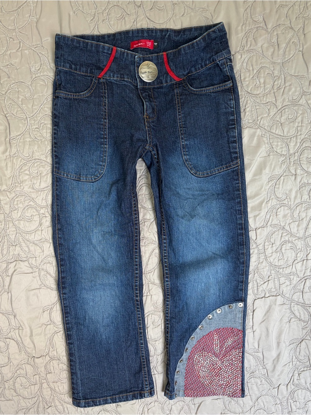 Vintage Y2K Apple Bottoms Women’s Jeans Size 4 Cropped Denim Rhinestones Details